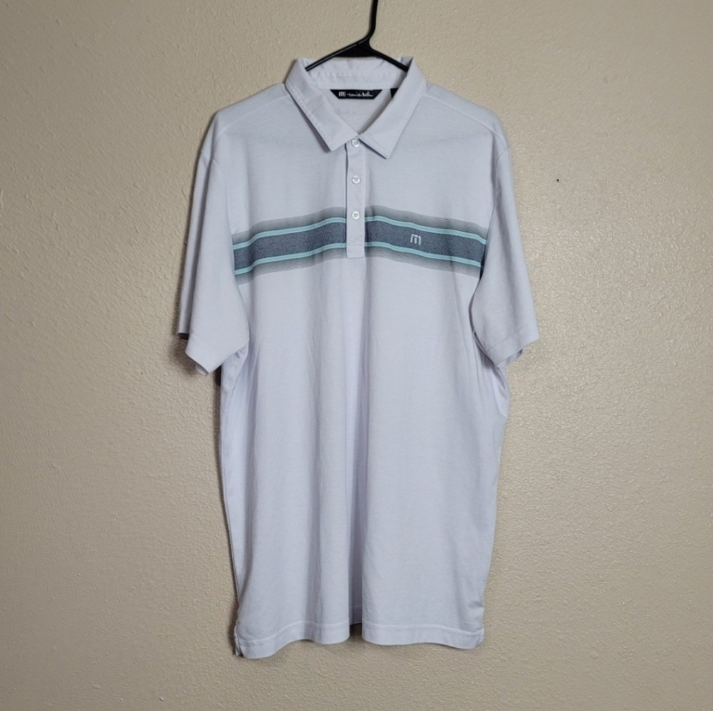 Travis Mathew White Golf Polo Shirt ink Mark On Collar Sz XXL